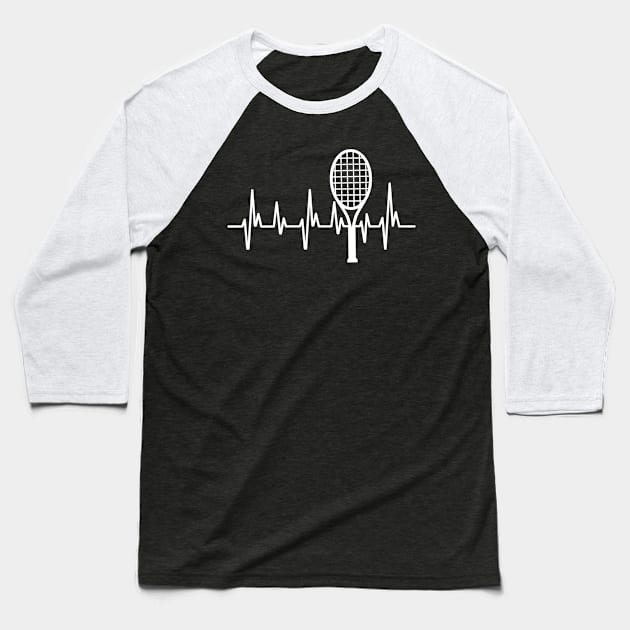 Tennis Racket Heartbeat Baseball T-Shirt by mintipap